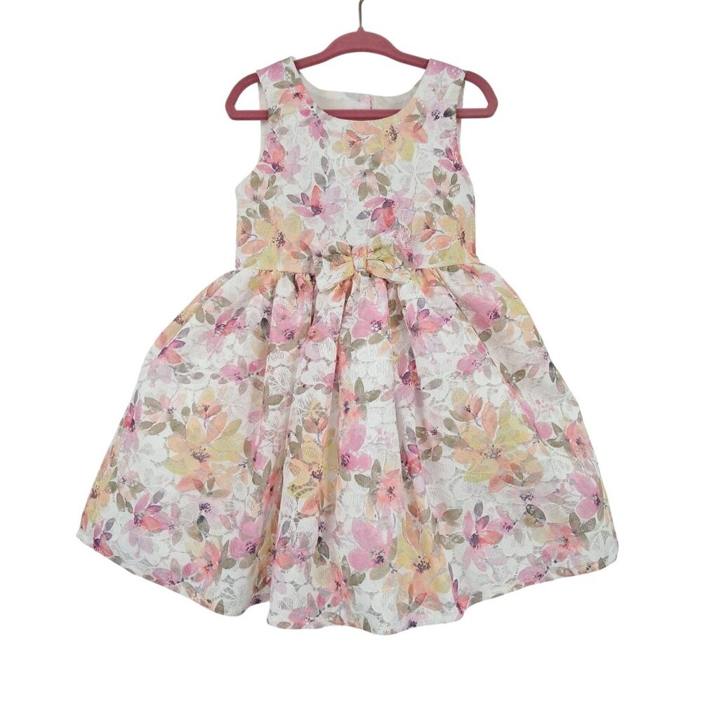 Nannette Kids Floral Lace Dress With Bow Multicolor Size 3T